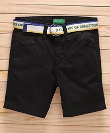 UCB Adjustable Elastic Waist Shorts with Belt - Black UCB Adjustable Elastic Waist Shorts with Belt - Black