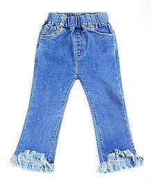 Pre Order - Awabox Frayed Hem Front Pocket Jeans - Blue Pre Order - Awabox Frayed Hem Front Pocket Jeans - Blue