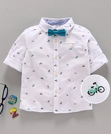 LC Waikiki Full Sleeves Motorcycle Printed Shirt - Green & White LC Waikiki Full Sleeves Motorcycle Printed Shirt - Green & White
