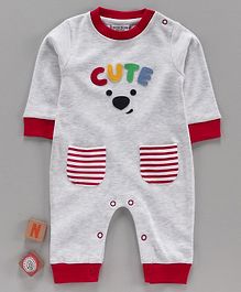 Wonderchild Bear Patch Full Sleeves Romper - Light Grey Wonderchild Bear Patch Full Sleeves Romper - Light Grey