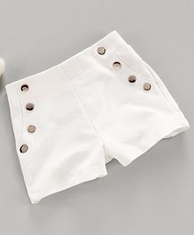 Vitamins High Waist Solid Knee Length Shorts - Off White Vitamins High Waist Solid Knee Length Shorts - Off White