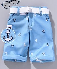 Noddy Anchor Print Shorts With Belt - Light Blue Noddy Anchor Print Shorts With Belt - Light Blue
