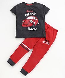 DEAR TO DAD Half Sleeves Car Printed Tee & Lounge Pants Set - Dark Grey DEAR TO DAD Half Sleeves Car Printed Tee & Lounge Pants Set - Dark Grey