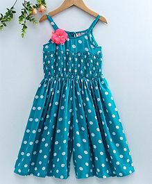 M'andy Polka Dot Print Sleeveless Jumpsuit - Blue M'andy Polka Dot Print Sleeveless Jumpsuit - Blue
