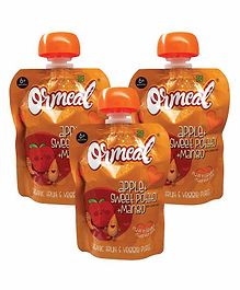 Ormeal Organic Apple, Sweet Potato & Mango Baby Food Pack of 3 - 90 g Each