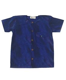 Miko Lolo Half Sleeves Organic Cotton Galaxy Print Shirt - Blue Miko Lolo Half Sleeves Organic Cotton Galaxy Print Shirt - Blue
