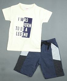 RAINE & JAINE Legend Print Half Sleeves Tee & Shorts Set - White RAINE & JAINE Legend Print Half Sleeves Tee & Shorts Set - White