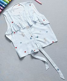 Murphy Mouse Sleeveless All Over Print Top - White & Blue Murphy Mouse Sleeveless All Over Print Top - White & Blue