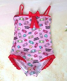 Cherry Blossoms Sleeveless Candy Printed Swimsuit - Pink Cherry Blossoms Sleeveless Candy Printed Swimsuit - Pink