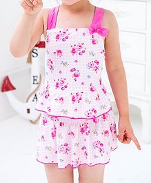 Cherry Blossoms Sleeveless Flower Printed Two Piece Swimsuit - Pink Cherry Blossoms Sleeveless Flower Printed Two Piece Swimsuit - Pink