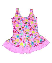 Cherry Blossoms Flower Print Sleeveless Swimsuit - Pink Cherry Blossoms Flower Print Sleeveless Swimsuit - Pink
