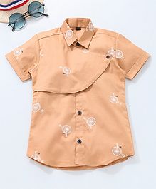 Knotty Kids Half Sleeves Cycling Printed Shirt - Orange Knotty Kids Half Sleeves Cycling Printed Shirt - Orange