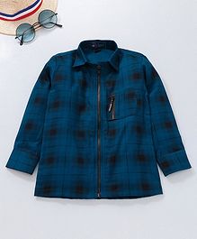 Knotty Kids Full Sleeves Checkered Front Pocket Shirt - Blue Knotty Kids Full Sleeves Checkered Front Pocket Shirt - Blue
