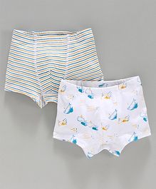 Keebee Organics Cotton Fish Print Boxer Set Of 2 - Blue Orange Keebee Organics Cotton Fish Print Boxer Set Of 2 - Blue Orange