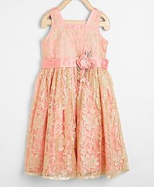 Powderfly Sleeveless Floral Lace Work Dress - Peach Powderfly Sleeveless Floral Lace Work Dress - Peach