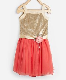 Powderfly Sleeveless Sequinned Yoke Dress - Orange Powderfly Sleeveless Sequinned Yoke Dress - Orange