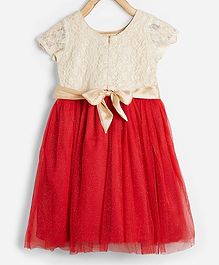 Powderfly Cap Sleeves Floral Embroidered Dress - Red Powderfly Cap Sleeves Floral Embroidered Dress - Red
