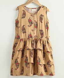 Little LABS Sleeveless Flower Print Dress - Brown Little LABS Sleeveless Flower Print Dress - Brown