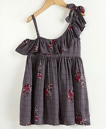 Little LABS Open Shoulder Floral Print Sleeveless Dress - Grey Little LABS Open Shoulder Floral Print Sleeveless Dress - Grey