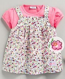 Wonderchild Short Sleeves Tee With Flower Print Dress - Pink Wonderchild Short Sleeves Tee With Flower Print Dress - Pink