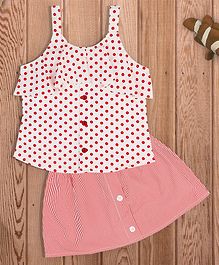 oui oui Sleeveless Polka Dot Print Top With Skirt - Red oui oui Sleeveless Polka Dot Print Top With Skirt - Red