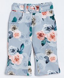 Nins Moda Flowers Printed Capri - Grey Nins Moda Flowers Printed Capri - Grey