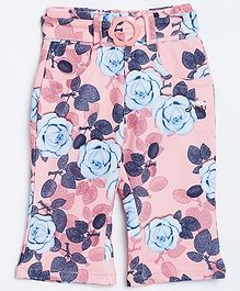 Nins Moda Flowers Printed Capri - Pink Nins Moda Flowers Printed Capri - Pink