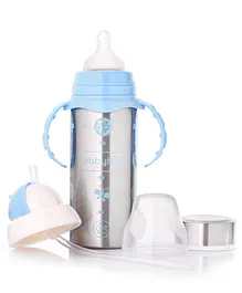 Babyhug 3-in-1 Stainless Steel Bottle with Twin Handles Blue - 180 ml