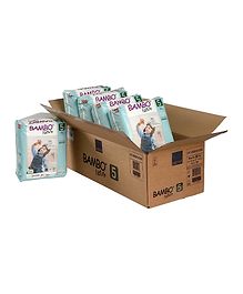 Bambo Nature Eco Friendly Tape Diapers with Wetness Indicator Extra Large Pack of 5 - 19 Pieces Each Bambo Nature Eco Friendly Tape Diapers with Wetness Indicator Extra Large Pack of 5 - 19 Pieces Each