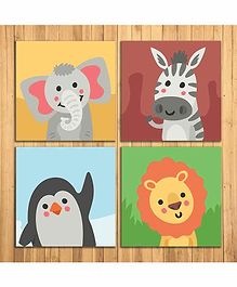 WENS Animals Nursery Sparkle Laminated Wall Panels Set of 4- Multicolor