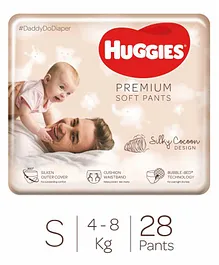 Huggies Premium Soft Pants Small S Size Baby Diaper Pants- 28 Pieces