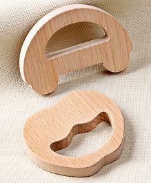 Babyhug Natural Steam Beech Wood Teether Pack of 2 (Design May Vary)