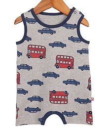 Nino Bambino Sleeveless Vehicle Print Detailing Romper - Grey Nino Bambino Sleeveless Vehicle Print Detailing Romper - Grey