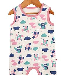 Nino Bambino Sleeveless Owl Printed Romper - White Nino Bambino Sleeveless Owl Printed Romper - White