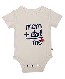 Nino Bambino Half Sleeves Mom Dad Me Print Onesie - White Nino Bambino Half Sleeves Mom Dad Me Print Onesie - White