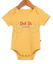 Nino Bambino Half Sleeves Dad Da Puttar Print Onesie - Yellow Nino Bambino Half Sleeves Dad Da Puttar Print Onesie - Yellow