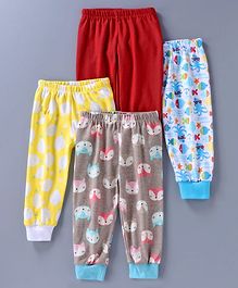 Kidi Wav Fox Face & Fish Print Full Length Pack Of 4 Pyjamas - Yellow Kidi Wav Fox Face & Fish Print Full Length Pack Of 4 Pyjamas - Yellow