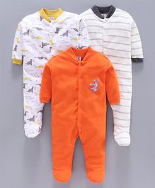 Kidi Wav Animals Print Full Sleeves Sleep Suits - Orange Kidi Wav Animals Print Full Sleeves Sleep Suits - Orange