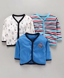 Kidi Wav Printed & Striped Full Sleeves Pack Of 3 Vests - Blue Kidi Wav Printed & Striped Full Sleeves Pack Of 3 Vests - Blue