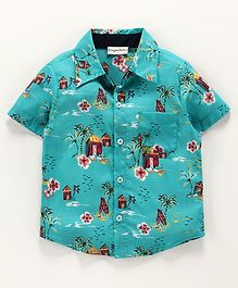 CrayonFlakes Beach Print Half Sleeves Shirt - Sea Green CrayonFlakes Beach Print Half Sleeves Shirt - Sea Green