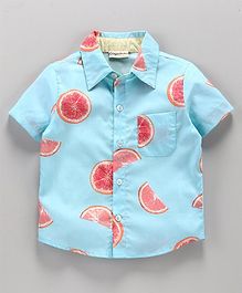 CrayonFlakes Grapefruit Print Half Sleeves Shirt - Blue CrayonFlakes Grapefruit Print Half Sleeves Shirt - Blue