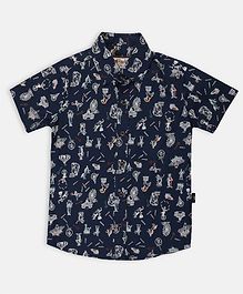 Li'L tomatoes Half Sleeves Circus Printed Shirt With FREE 3-Ply Face Mask - Navy Blue Li'L tomatoes Half Sleeves Circus Printed Shirt With FREE 3-Ply Face Mask - Navy Blue