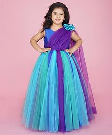 Indian Tutu Sleeveless Peacock Colour Themed Tutu Flared Gown - Multi Colour Indian Tutu Sleeveless Peacock Colour Themed Tutu Flared Gown - Multi Colour