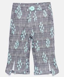 Nins Moda Checkered Capri - Black & Sea Green Nins Moda Checkered Capri - Black & Sea Green