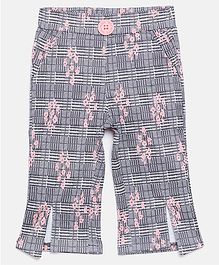 Nins Moda Checkered Capri - Black & Peach Nins Moda Checkered Capri - Black & Peach