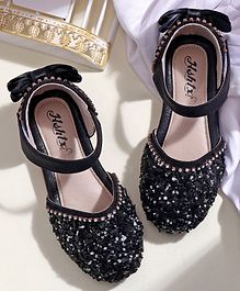 Hoppipola Beads & Flower Embellished Mary Janes - Black Hoppipola Beads & Flower Embellished Mary Janes - Black