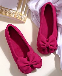 Hoppipola One Color Bow Decorated Bellies - Pink Hoppipola One Color Bow Decorated Bellies - Pink