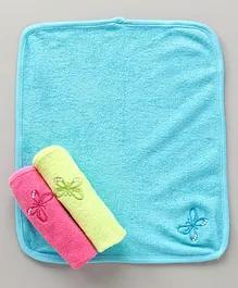 Simply Wash Cloths Butterfly Embroidery Pack of 3 - Multicolor