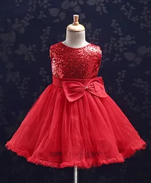 The KidShop Sleeveless Sequinned Tulle Flare Dress - Red The KidShop Sleeveless Sequinned Tulle Flare Dress - Red