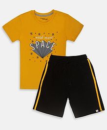 Li'L tomatoes Half Sleeves Need More Space Print Night Suit With 3 Ply Face Mask - Yellow Li'L tomatoes Half Sleeves Need More Space Print Night Suit With 3 Ply Face Mask - Yellow